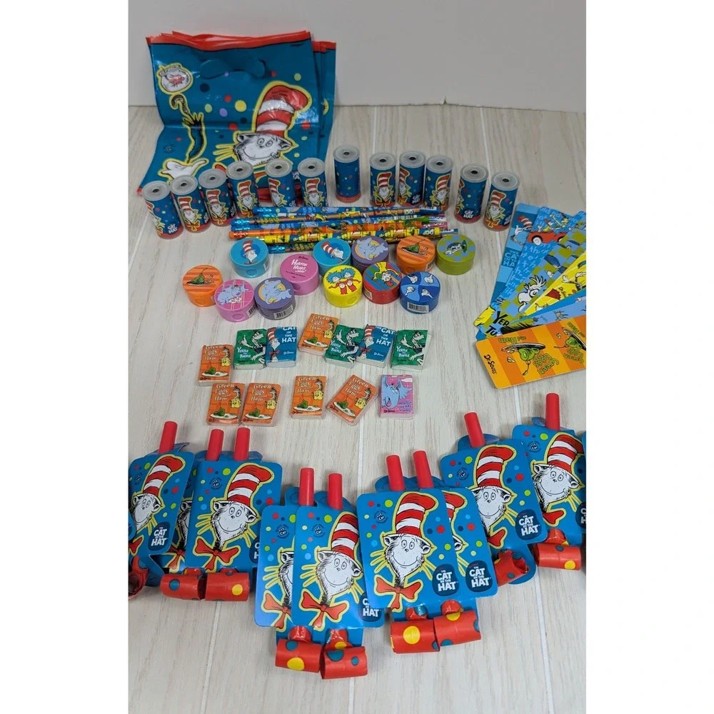 Dr. Seuss Party Favor Teacher Prizes Lot Cat in the Hat Horton pencils bags +